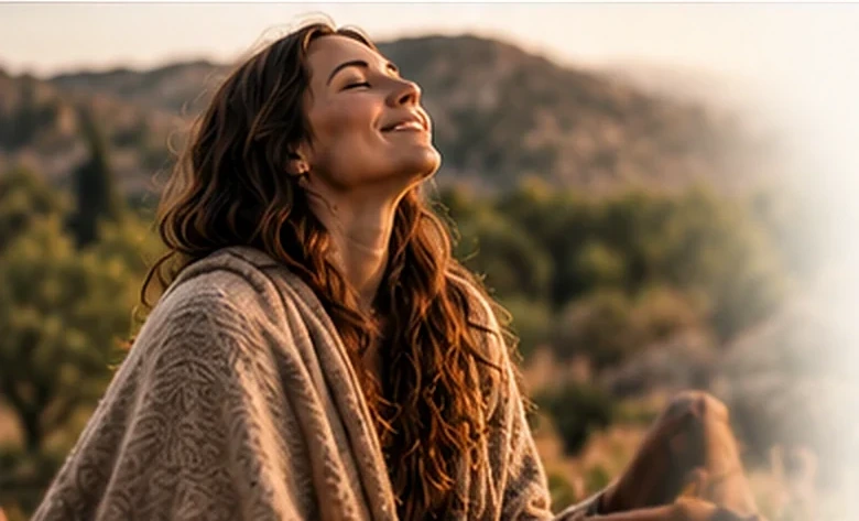 Mujer disfrutando de un momento de calma en la naturaleza